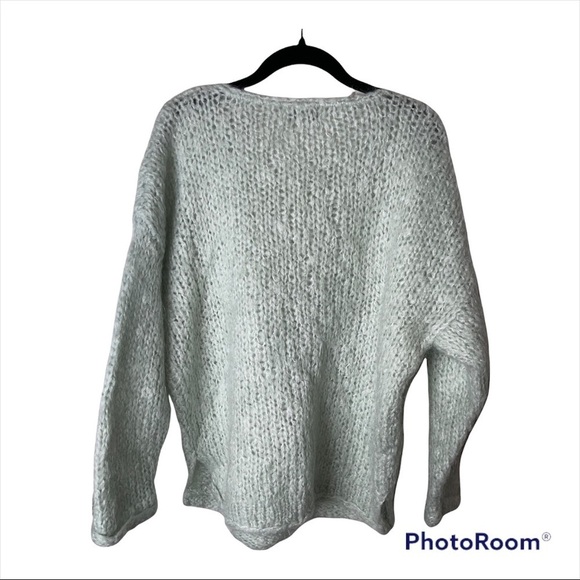 NWT MADEWELL Seafoam Mint Hand Knit Cloudloft Pullover Oversized Sweater Small - Picture 6 of 9